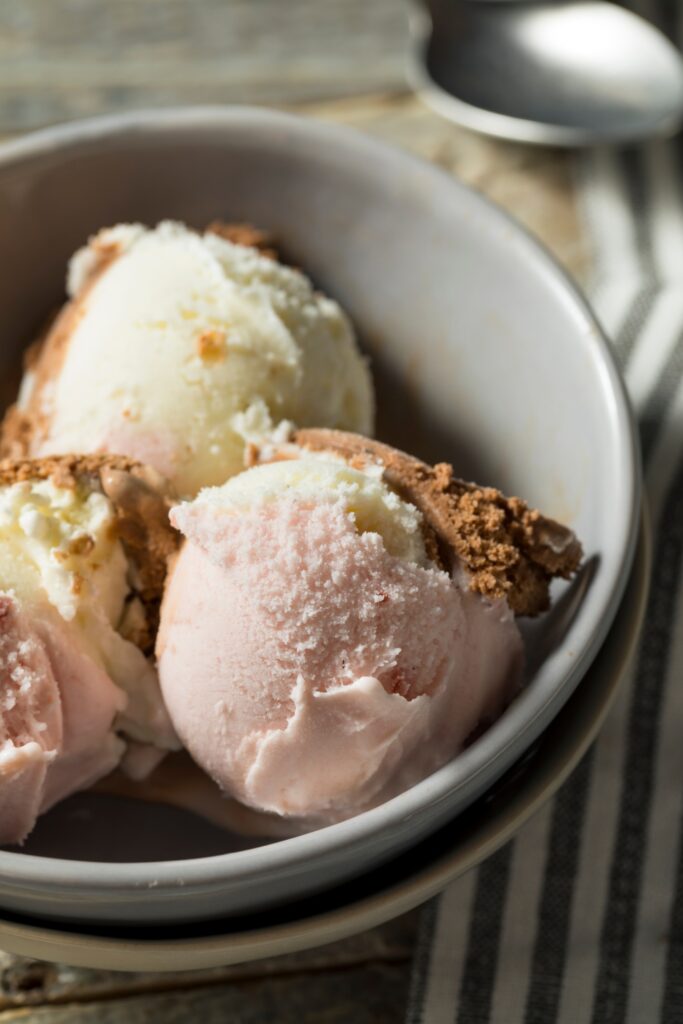 Sweet Neapolitan Ice Cream in a Bowl