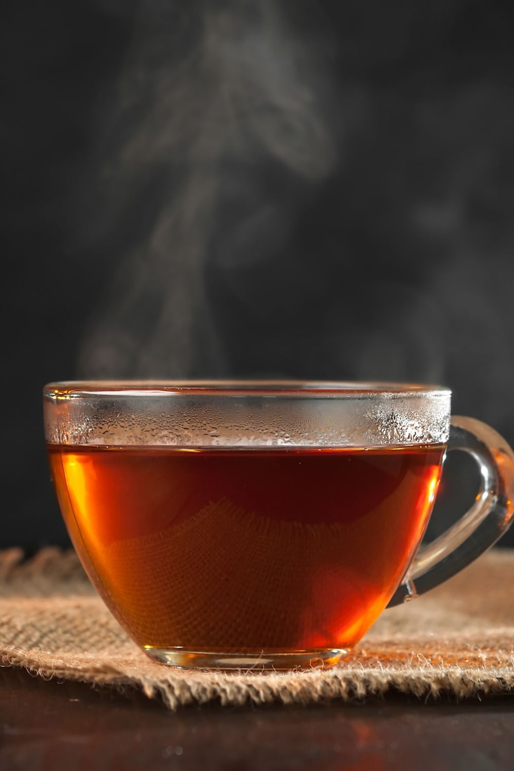 Hot Black Tea on a Glass Cup