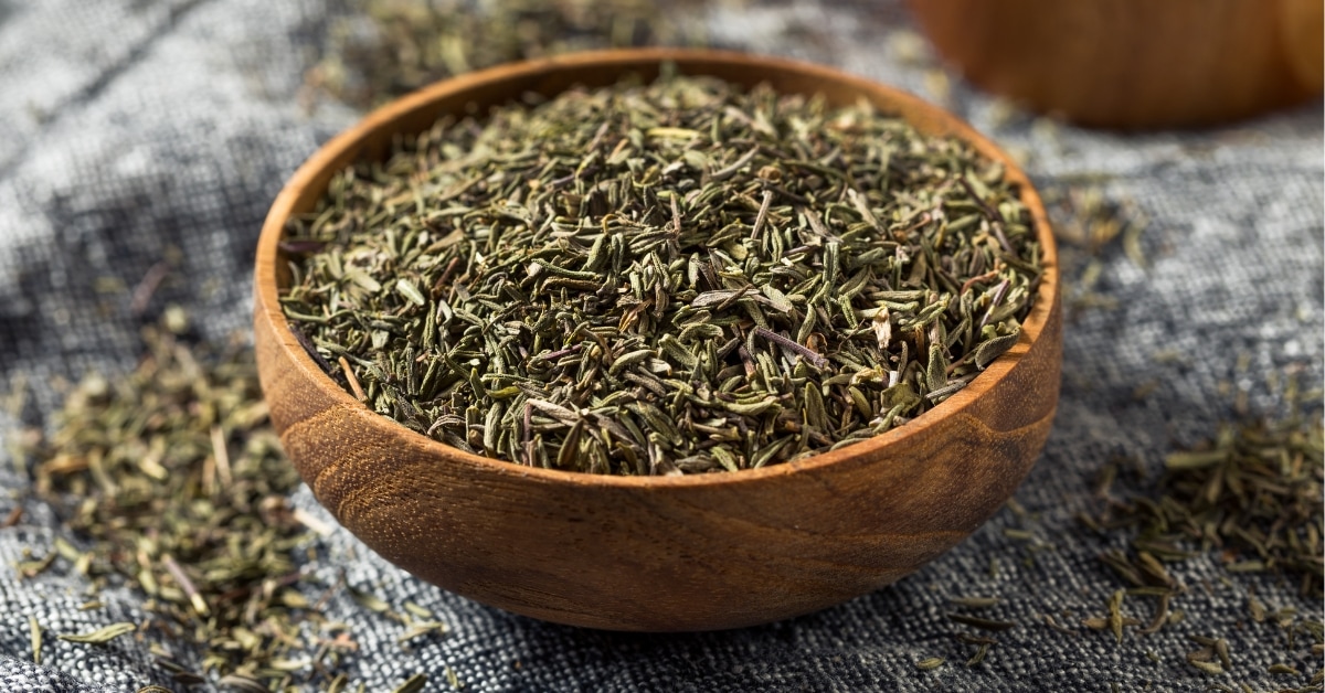 Dry Organic Thyme in a Bowl