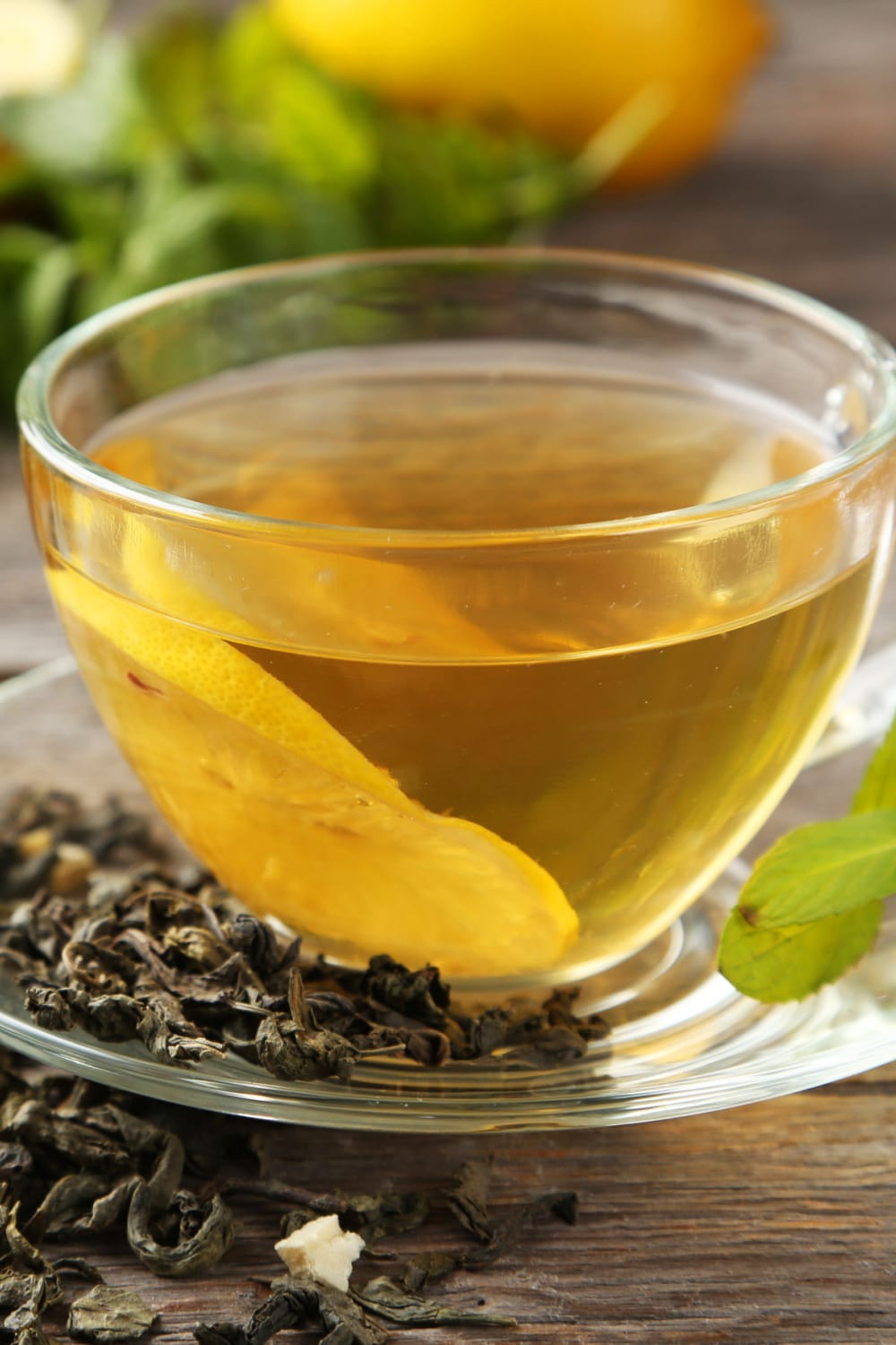 Green Tea on a Clear Glass Cup