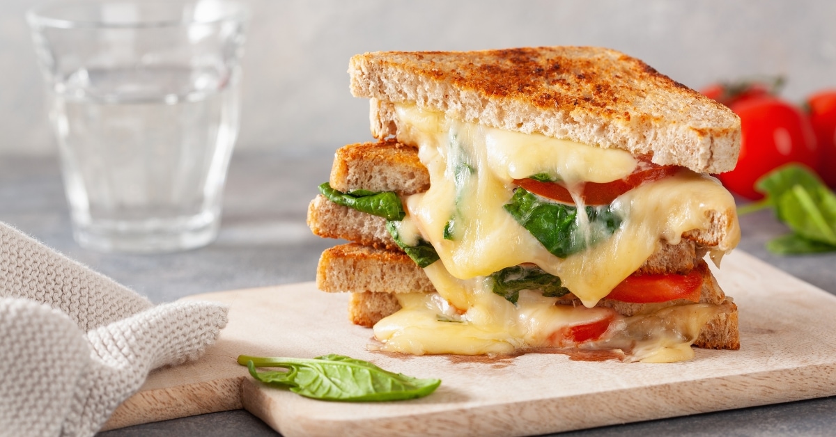 Homemade Grilled Cheese Sandwich with Tomatoes and Herbs