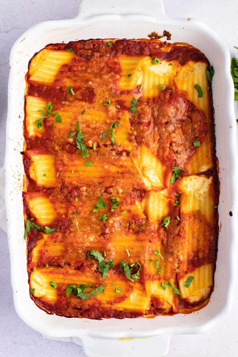 Homemade Manicotti Pasta with Herbs and Sauce