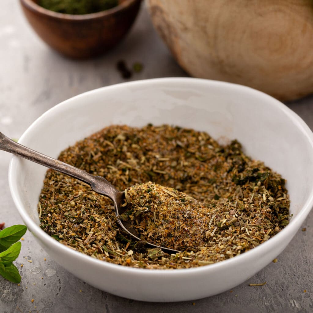 Italian Seasoning on a White Bowl