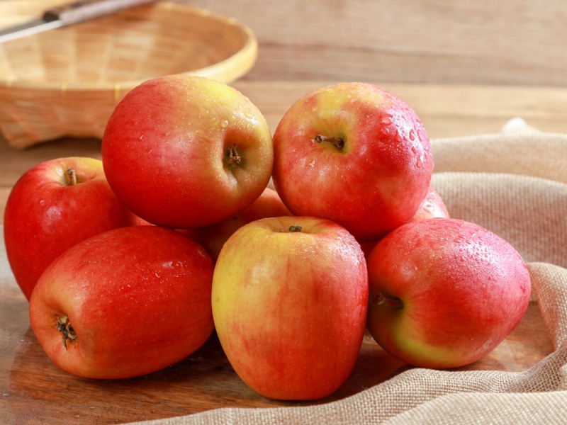 Honeycrisp Apples on a Wooden Table