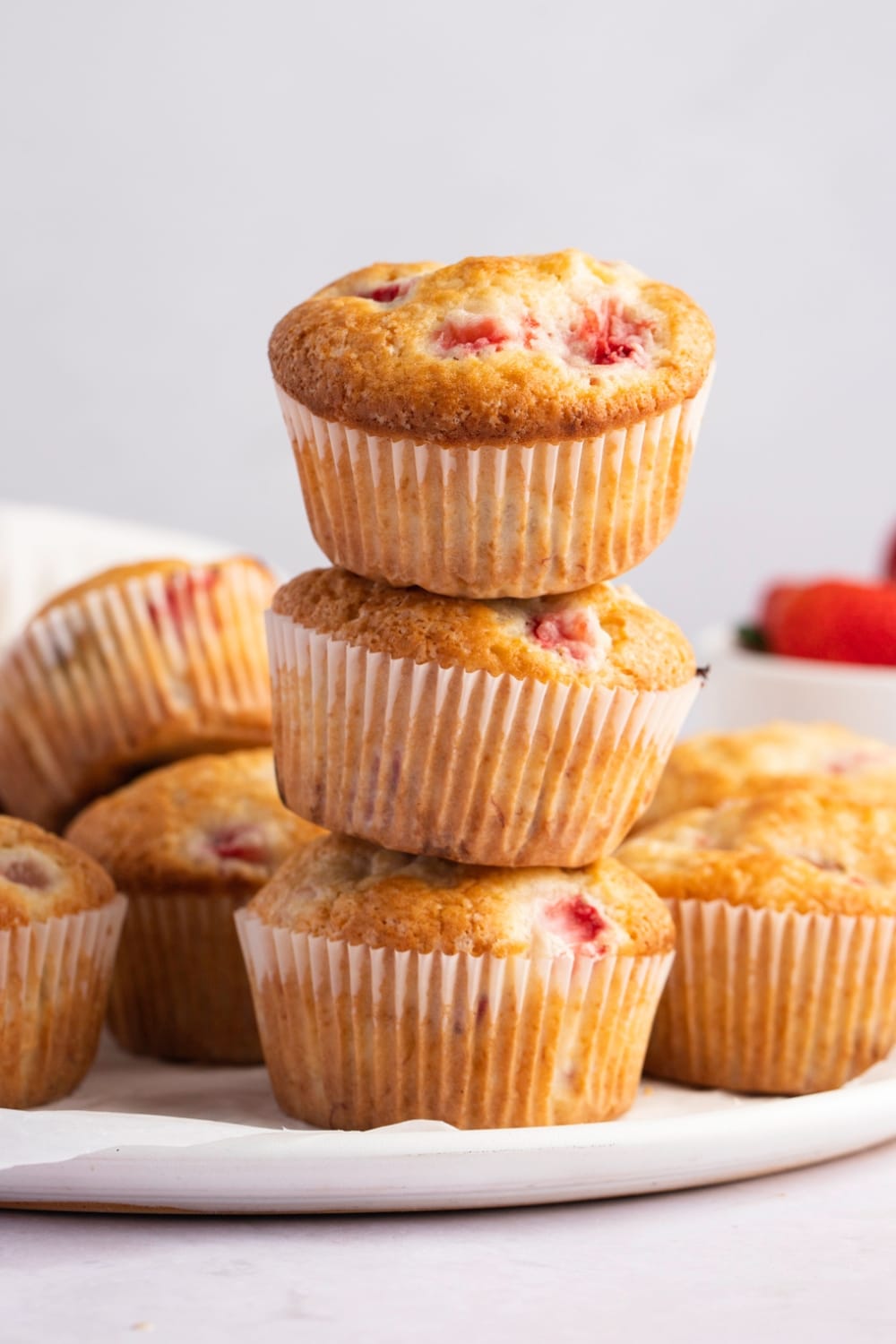 Strawberry Banana Muffins Stacked