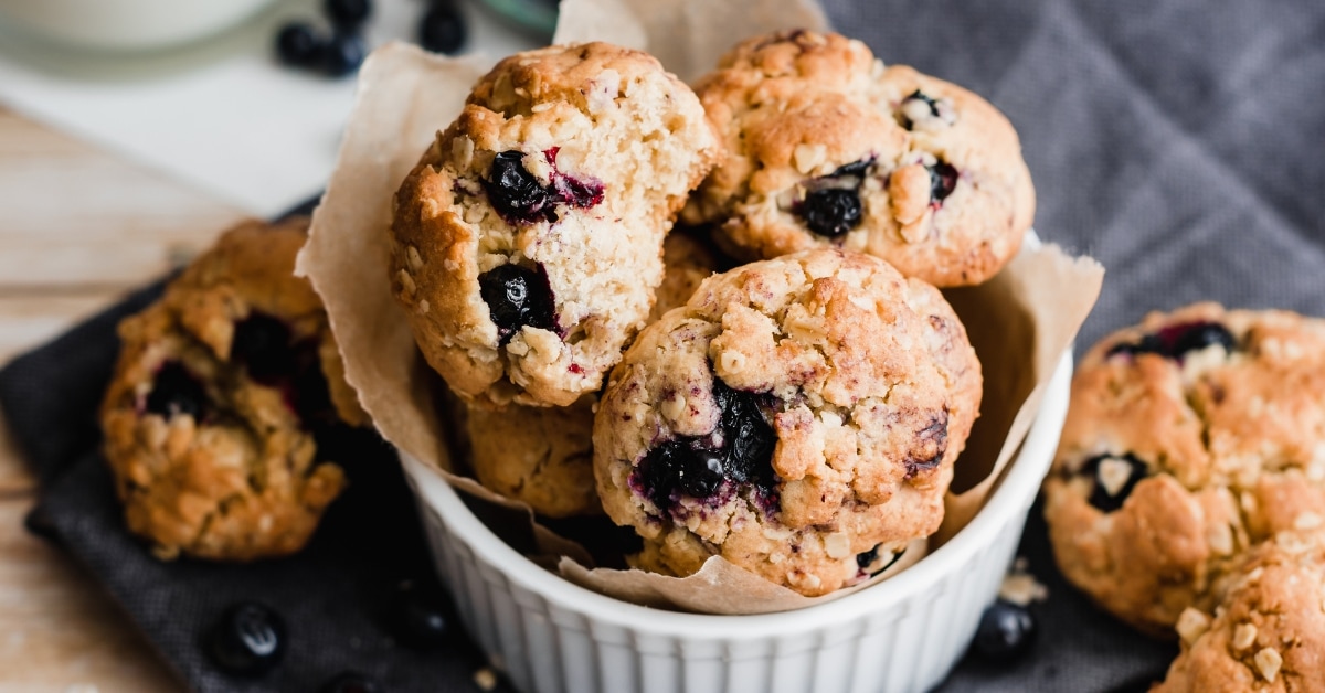 Sweet Homemade Cookies with Blueberries in a White Ramekin