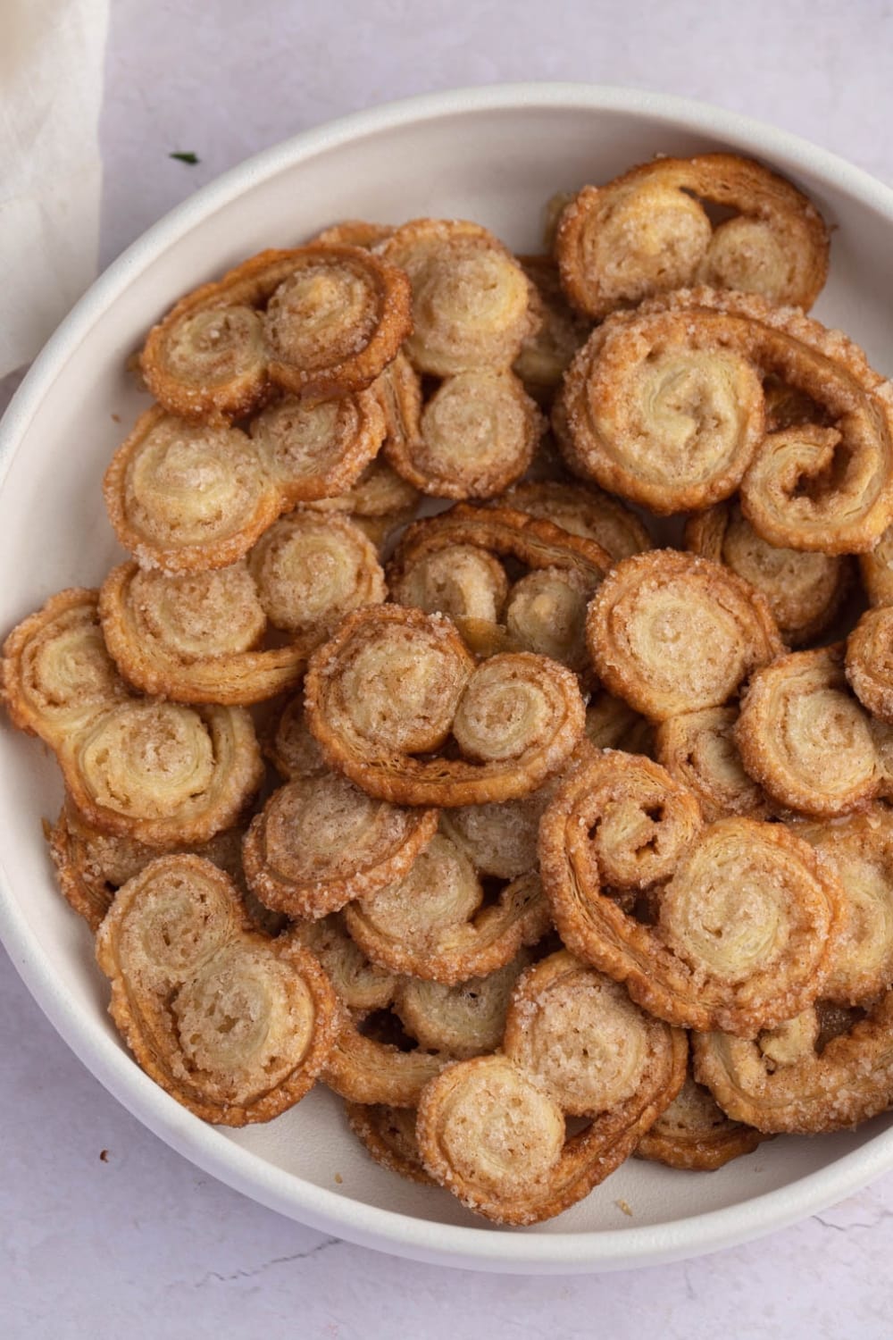 Sweet Homemade Palmier Cookies in a White Bowl