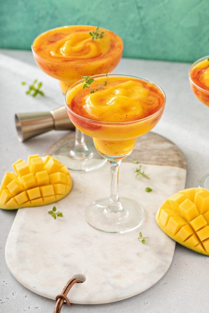 Boozy Refreshing Frozen Mango Margarita Cocktail