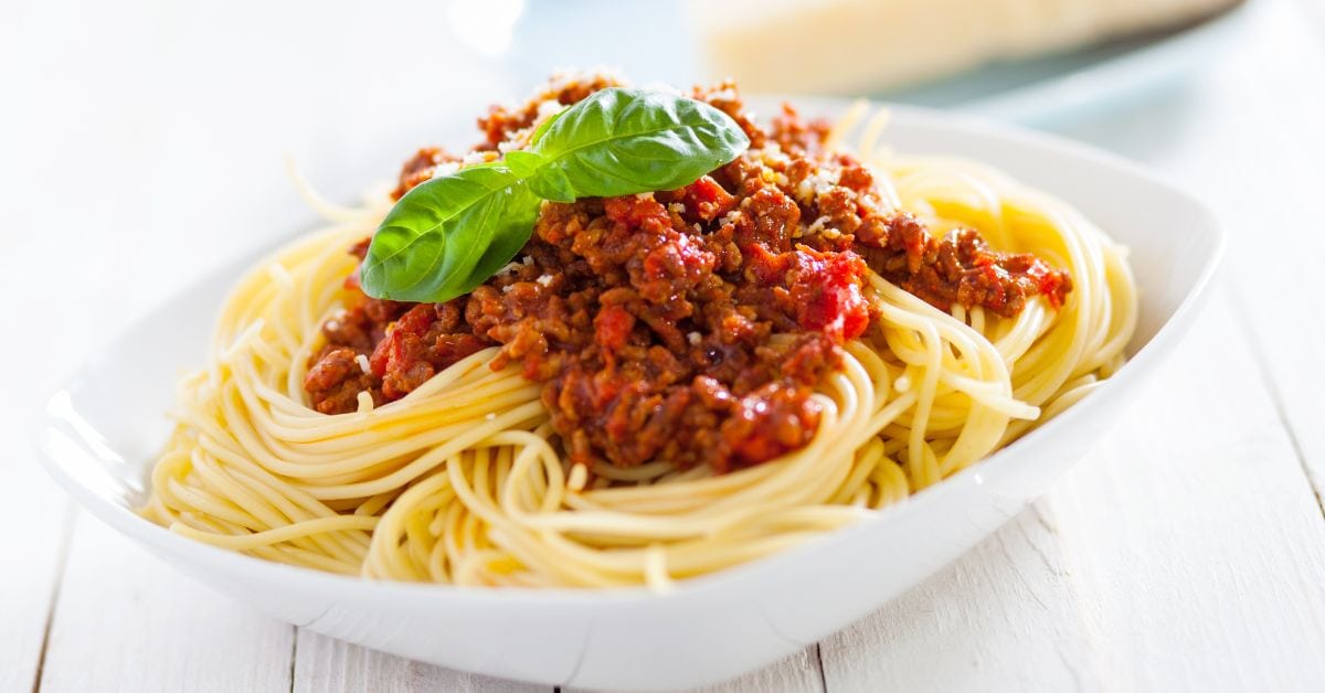 Homemade Bolognese Pasta with Basil