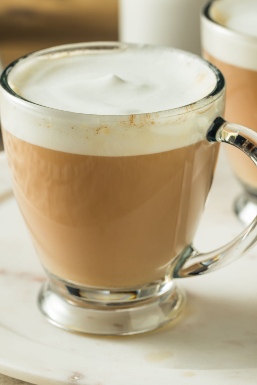 London Fog Latte in a Clear Glass Cup 