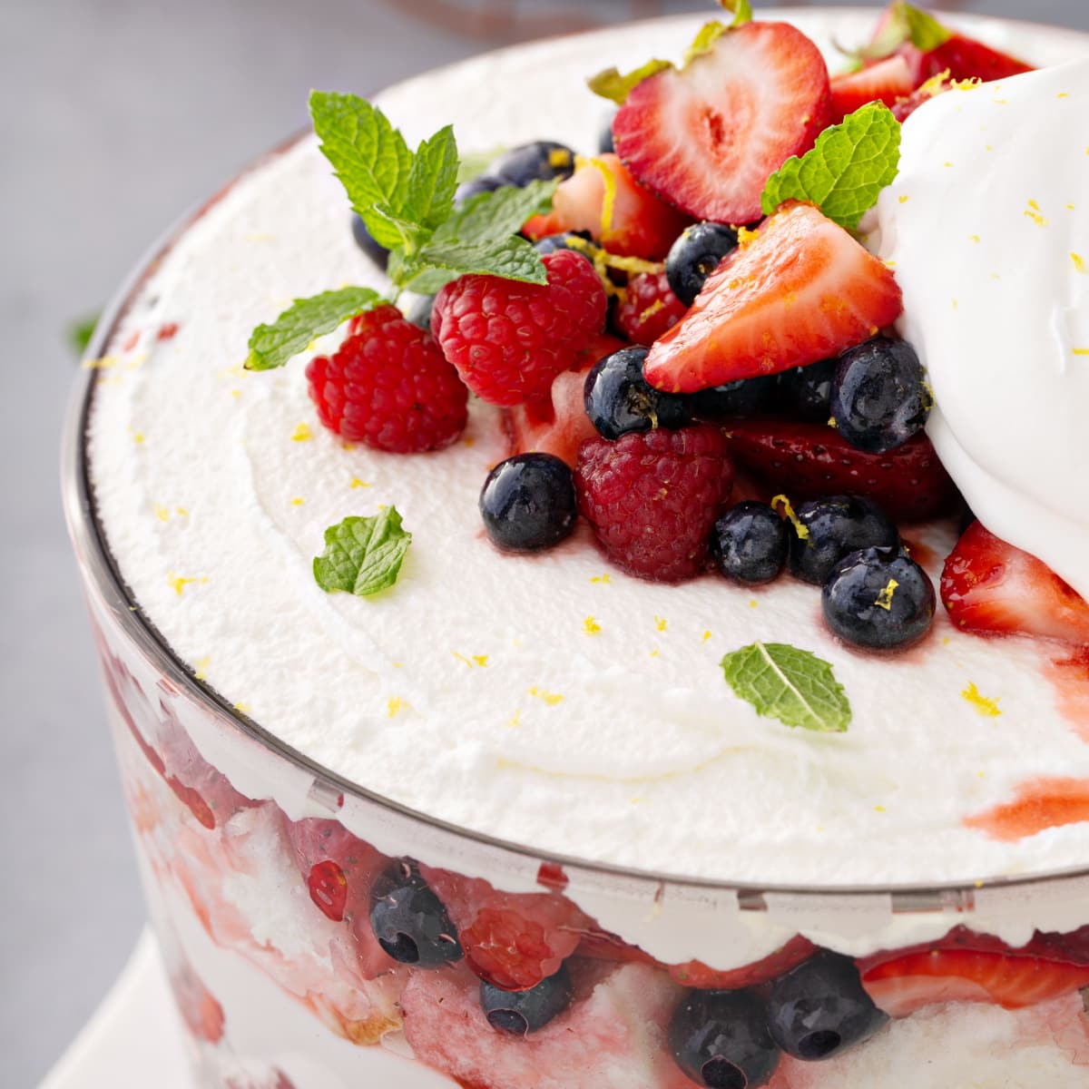 4th of July Trifle Topped With Fresh Fruits