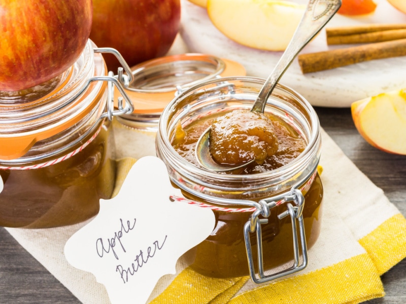 Two jar of home made apple butter