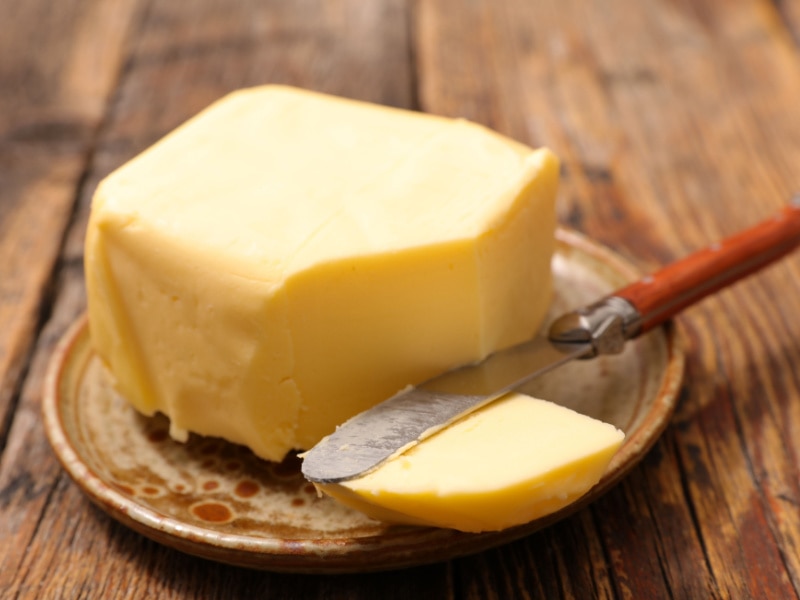 Block of Butter Sliced with a Bread Knife