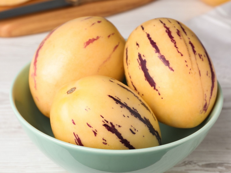 Ripe Pepino Melons in a Bowl