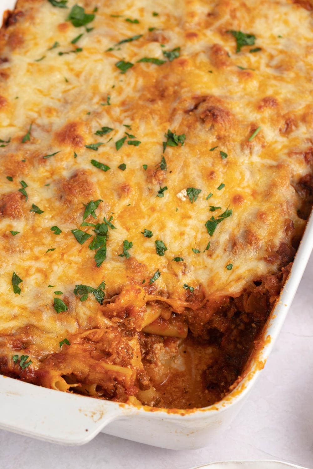 Savory Homemade Baked Ziti with Ground Beef, Onions and Cheese