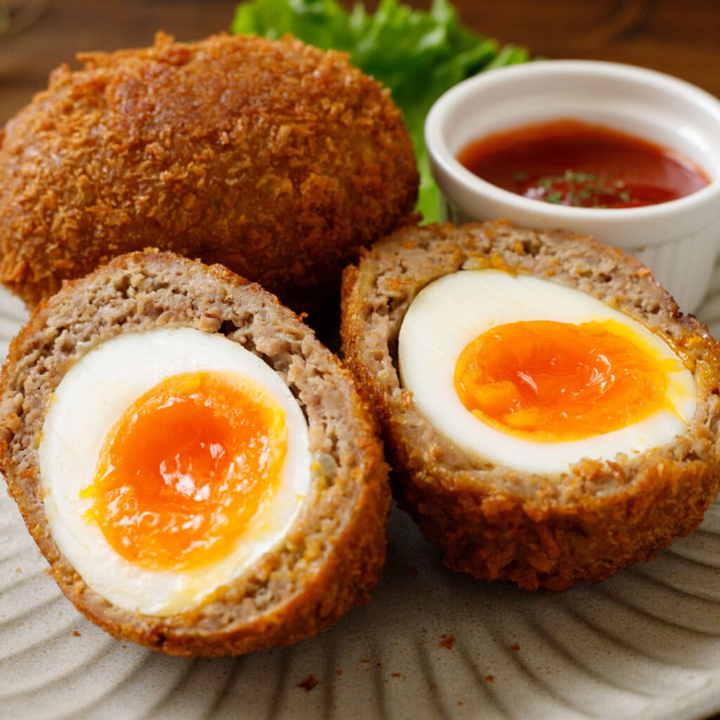 Sliced Soft Boil Scotch Eggs