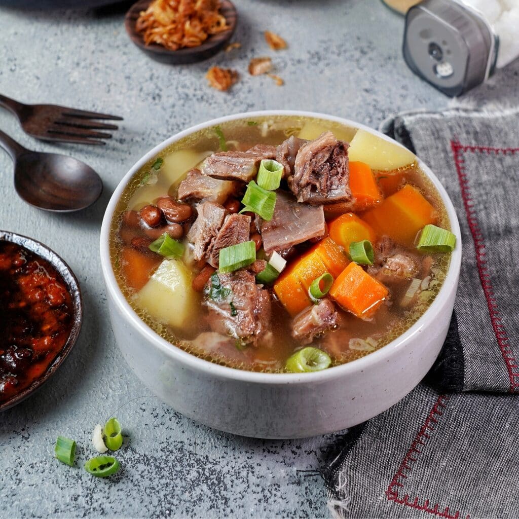 Beef Soup with Potatoes, Carrots and Kidney Beans