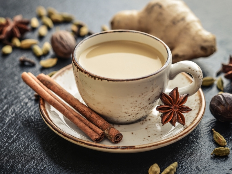 Chai Tea in an Antique Mug and Some Spices 