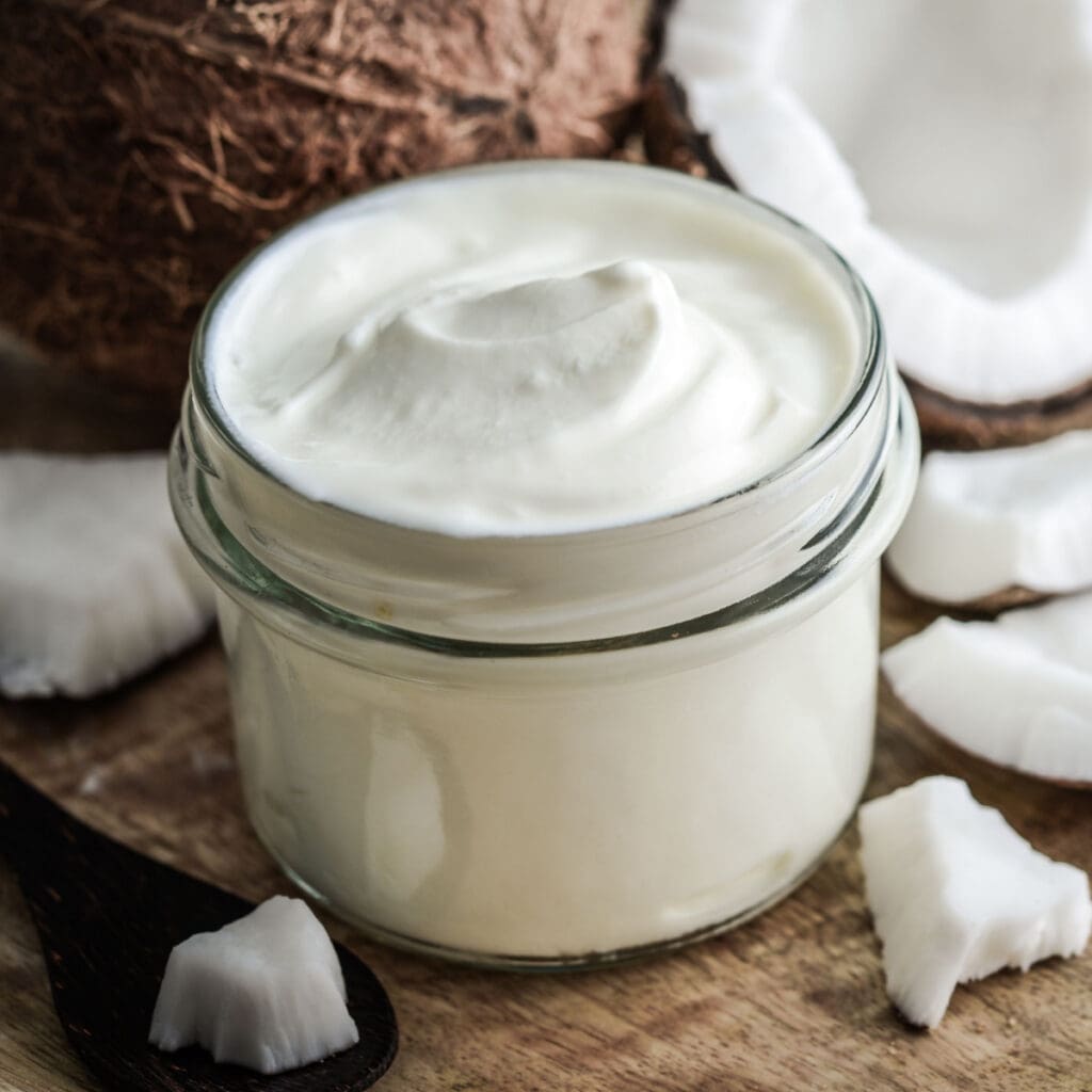 Coconut Cream on a Glass Jar