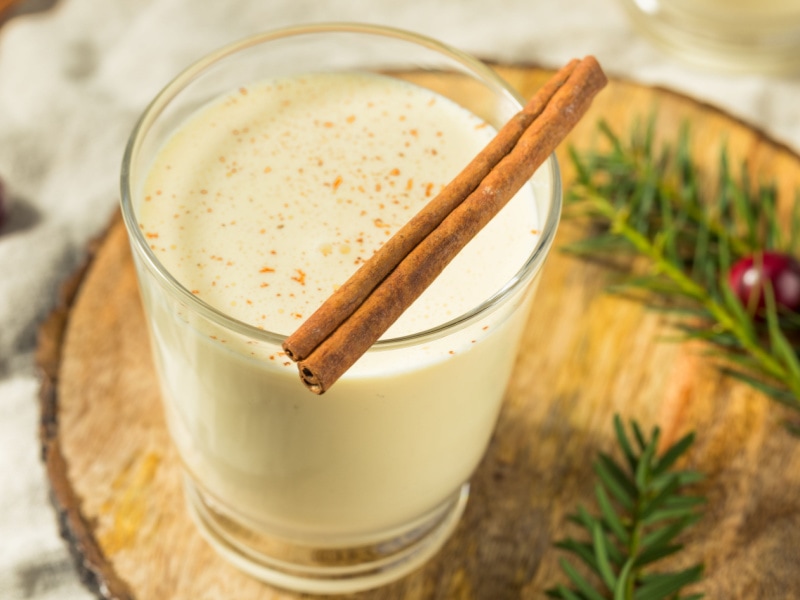 Eggnog in a Glass with Cinnamon on Top