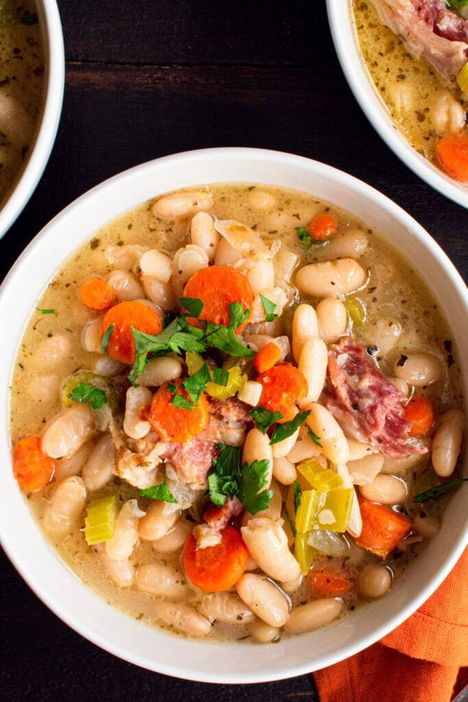 Homemade Bean and White Soup with Carrots