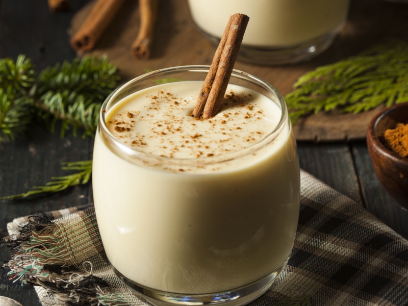 Homemade Eggnog in a Glass