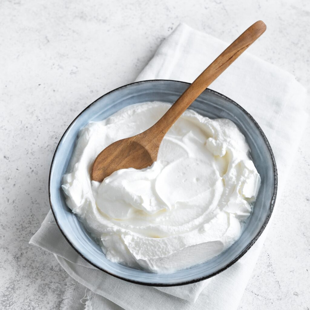 Homemade Plain Yogurt in a Bowl