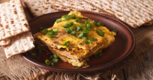 Homemade Matza Brei with Green Onions