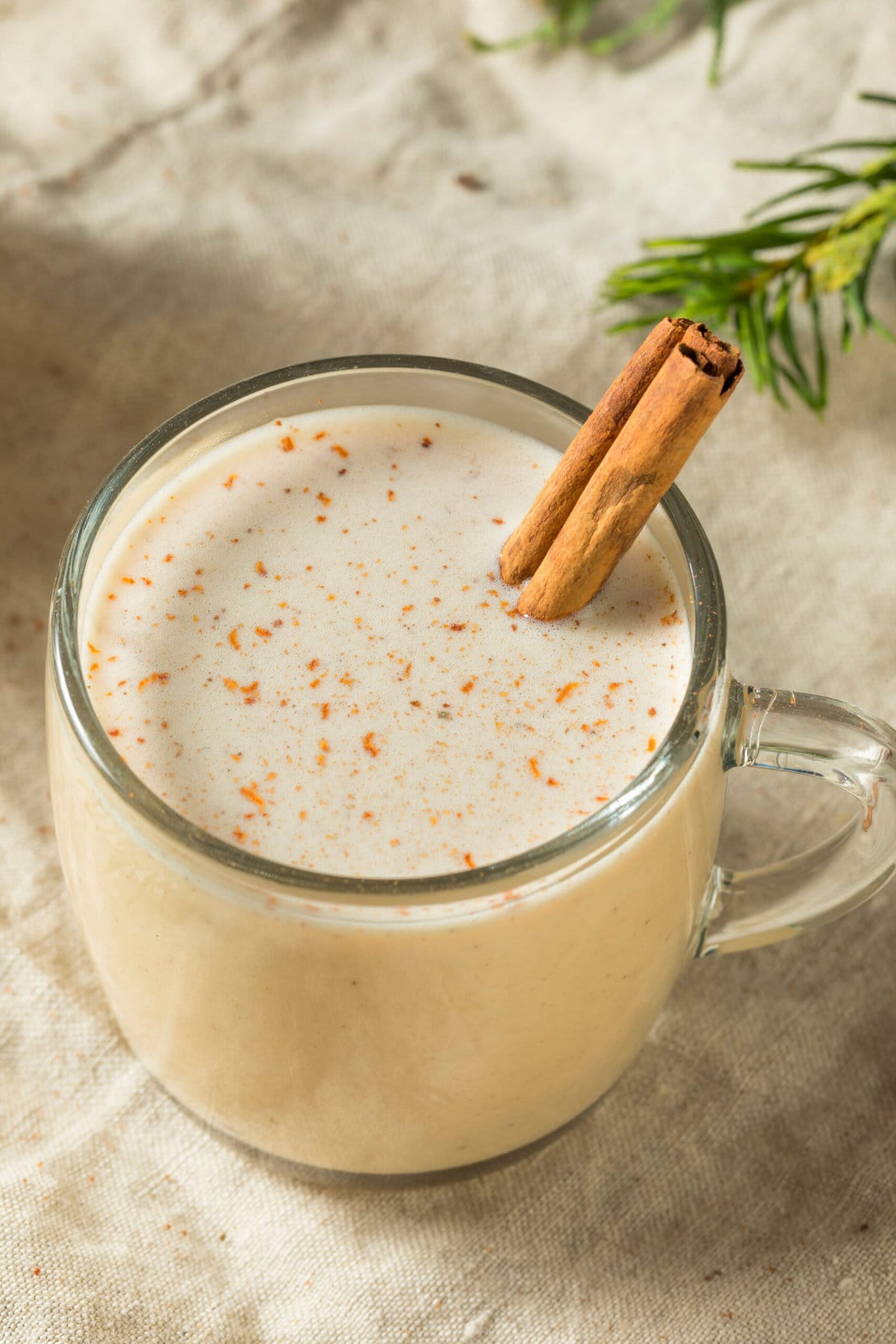 Puerto Rican Coquito in a Glass Mug