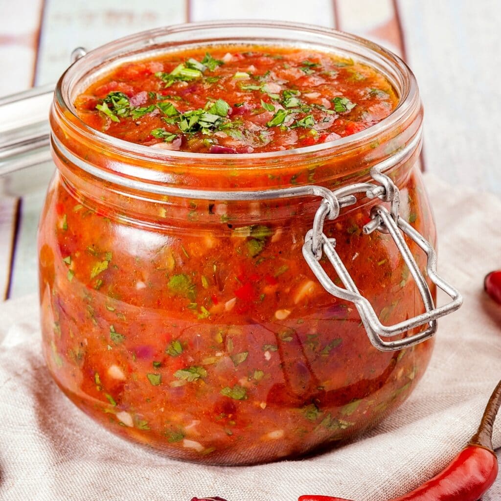 Salsa in a Glass Jar