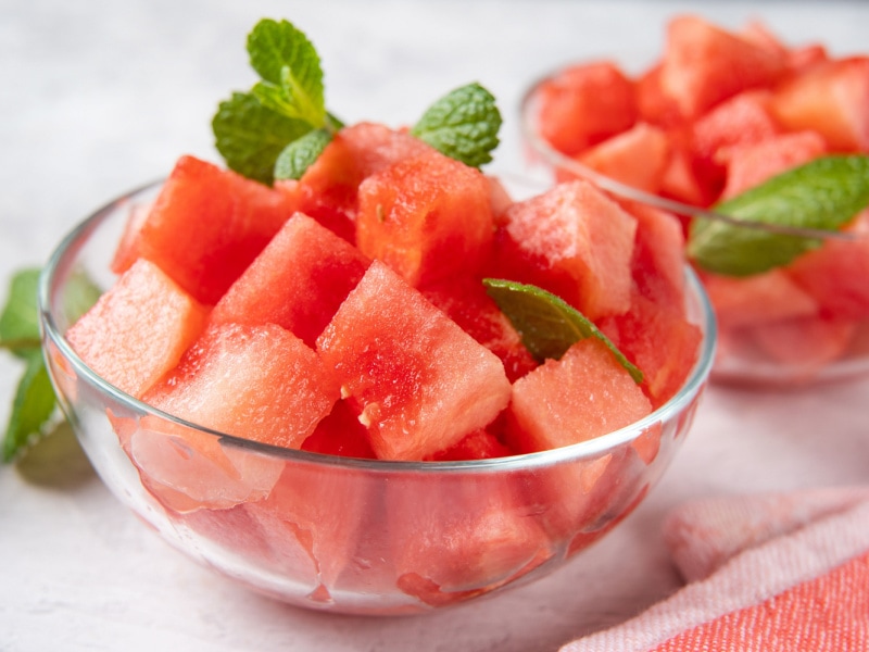 Sliced Watermelon on a Glass Bowl