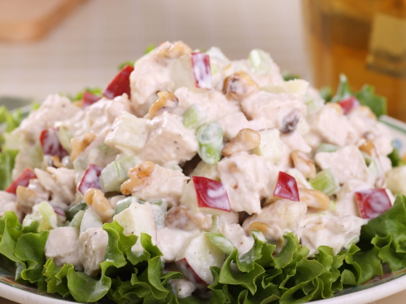 Creamy Chicken Salad With Slices of Apples 