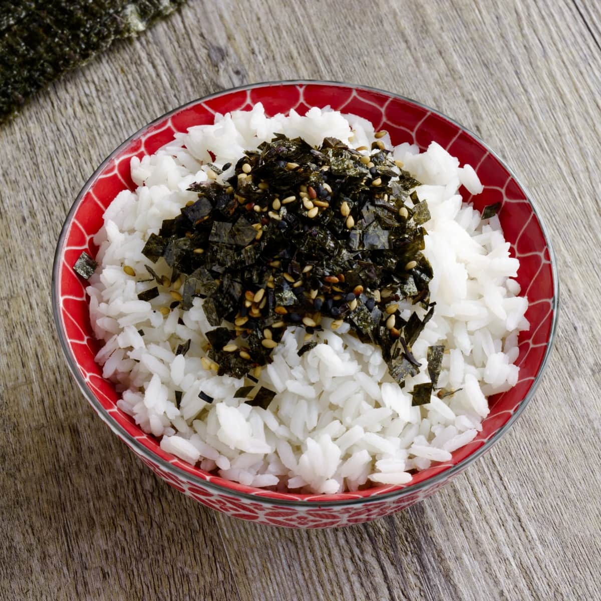 rice with furikake seasoning on top