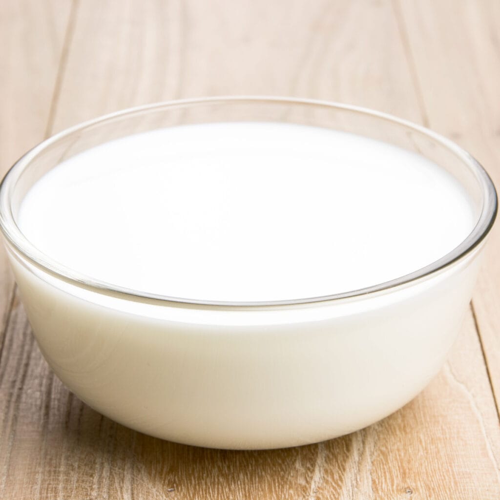 Heavy Cream in a Clear Bowl