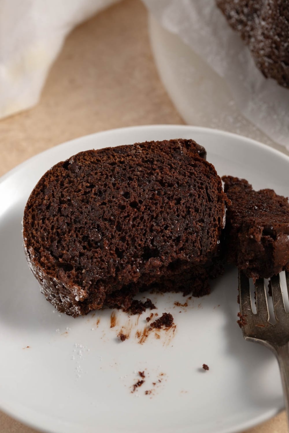 Homemade Sliced Chocolate Kahlua Cake