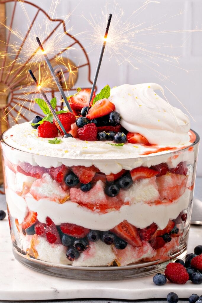 Sweet Homemade Angel Food Cake Berry Trifle