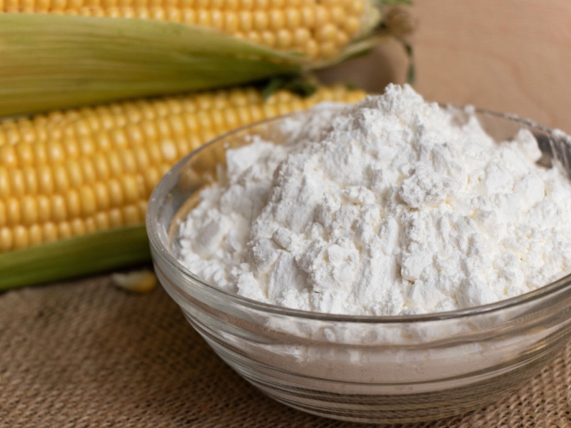 A Bowl of Cornstarch and Corn on a Burlap