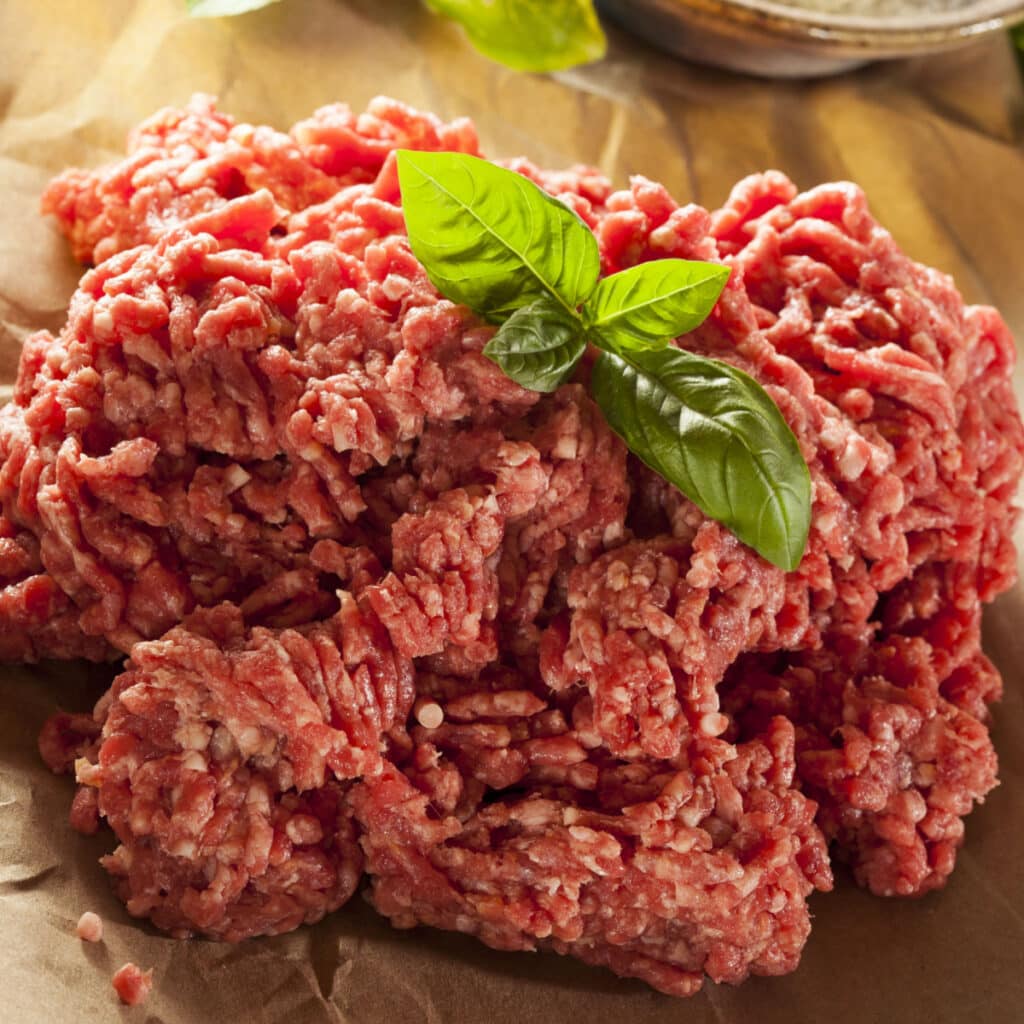 Ground Beef on Parchment Paper