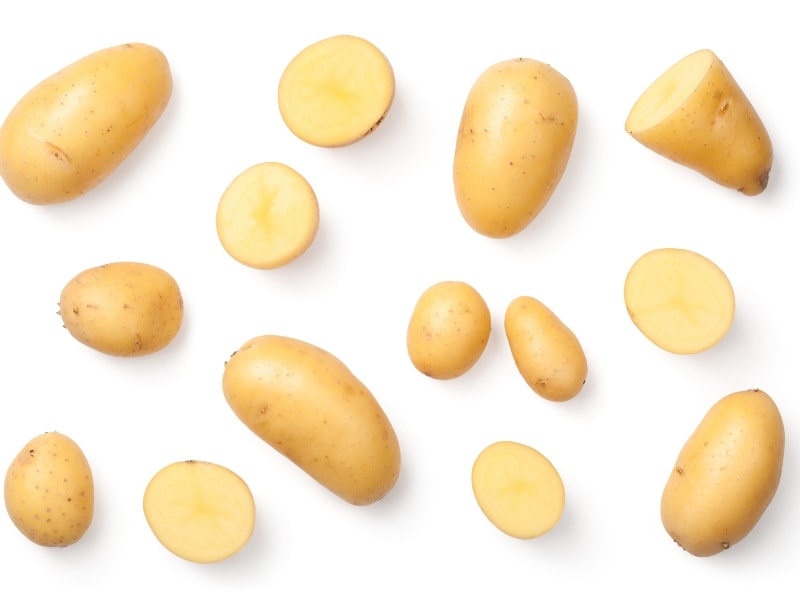 Raw Organic Potatoes on a White Background