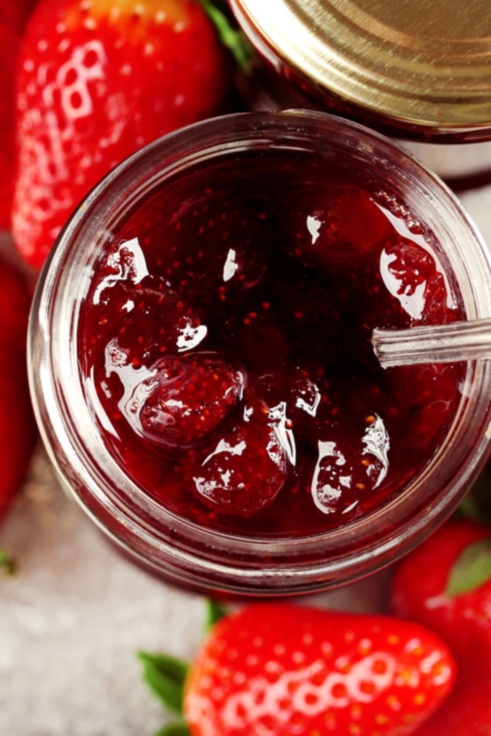 Homemade Strawberry Cake Filling in a Bottle