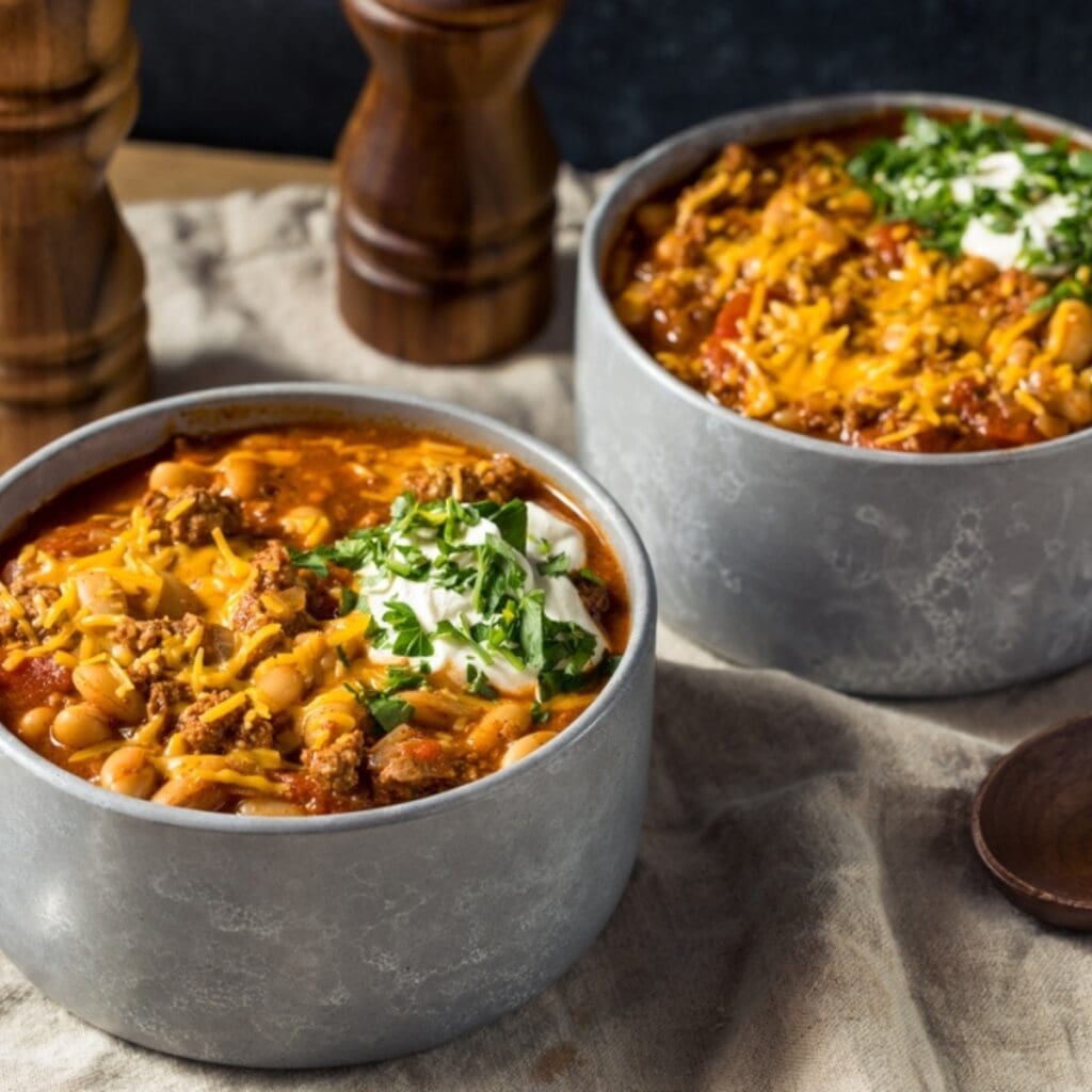 Two Bowls of Turkey Chili