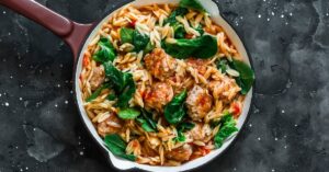 Vegan Orzo Meatballs with Spinach