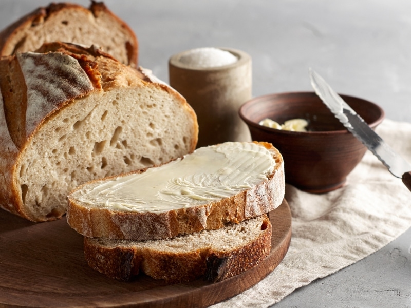 Sliced Artisan Bread With Butter 