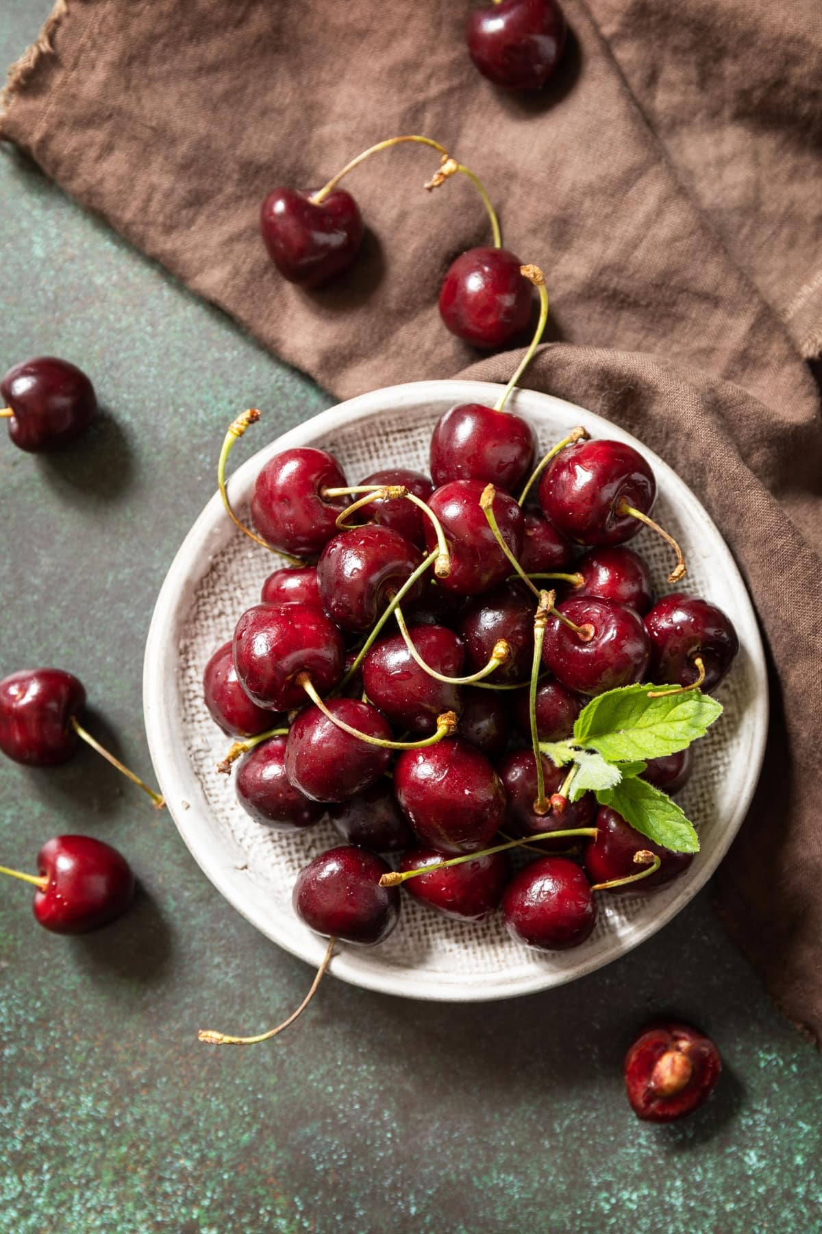 Fresh Organic Red Cherries on a Plate