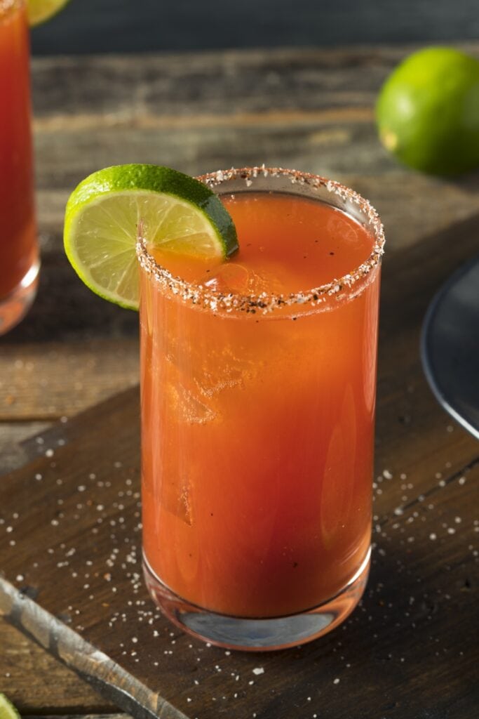 Homemade Beer Michelada Cocktail with Lime