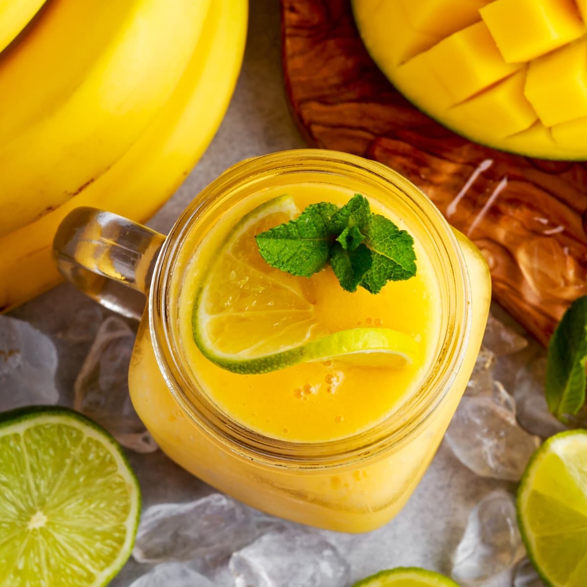 Fresh Mango Smoothie  on Mason Jar