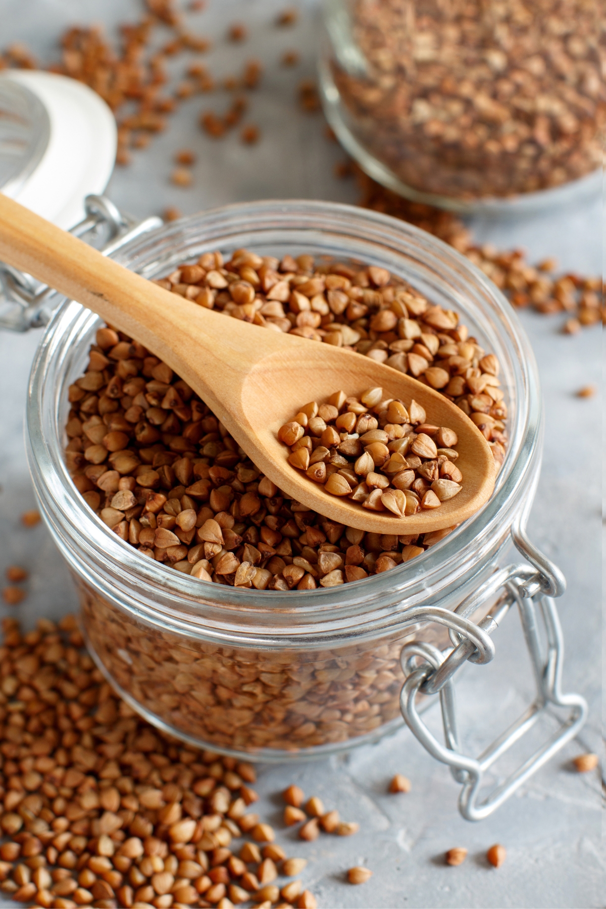 Raw Organic Buckwheat Grains in a Glass Jar