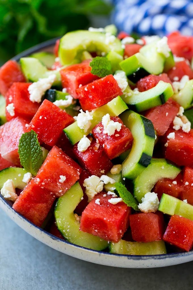 Watermelon Salad with Feta and Cucumber