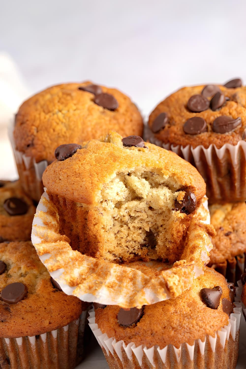 Banana Chocolate Chip Muffins Closeup