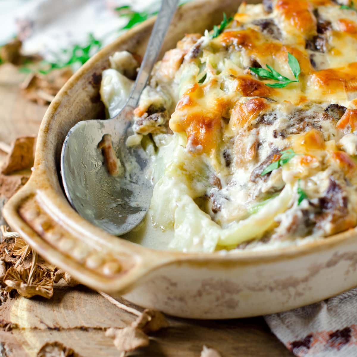 Savory Cabbage Casserole with Mushrooms and Herbs